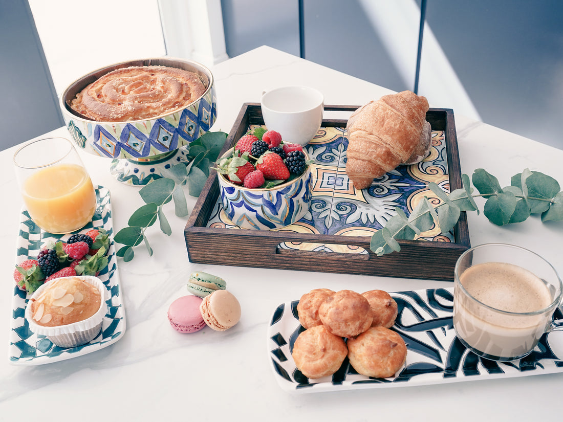 My gold &amp; blue cake stand